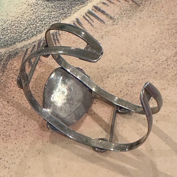 Vintage Old Pawn Sterling Silver Variscite Cuff Bracelet – Southwestern Style - Picture 6 of 8